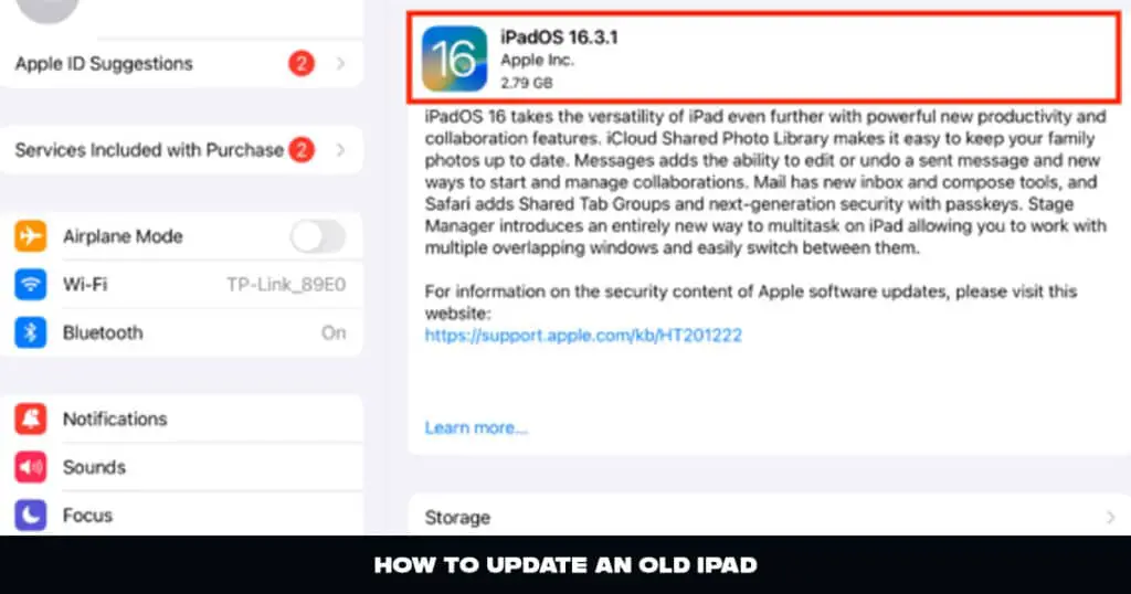how to update an old ipad 2